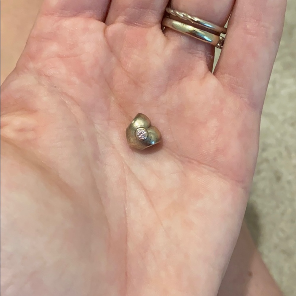 Pink stone heart Pandora bead